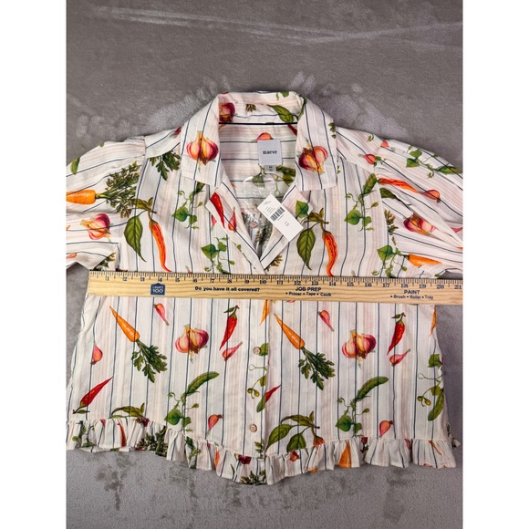 NWT Maeve Anthropologie Vegetable Button Down Shirt Blouse Size XS Puff Sleeve - Picture 8 of 10